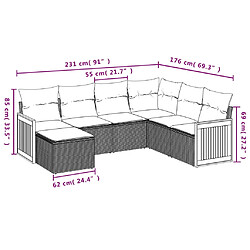 vidaXL Ensemble de jardin 7 pcs avec coussins - Noir résine tressée pas cher