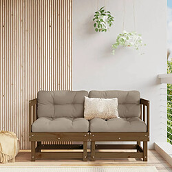 vidaXL Canapé d'angle de jardin 2 pcs - Bois de pin marron miel