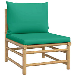 Canapé de jardin centrale vidaXL - Bambou - Coussins verts