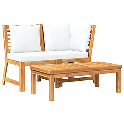 VidaXL 3 pcs Salon de jardin avec coussin - Crème