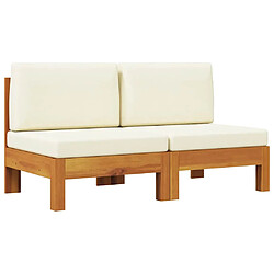 vidaXL Canapés centraux 2 pcs Bois d'acacia - Blanc crème