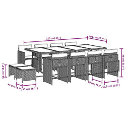 vidaXL Ensemble jardin rotin 13 pcs pas cher