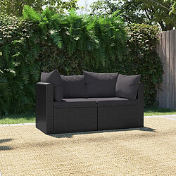 vidaXL Canapés de jardin 2 pcs - Noir Résine Tressée