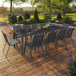 Salon de jardin IDMARKET MADRID - Gris anthracite