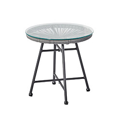Concept Usine Salon de jardin 2 fauteuils ronds et table basse gris ACAPULCO pas cher