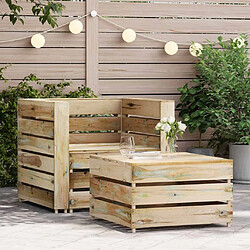 vidaXL Salon de jardin palette 2 pcs - Pin imprégné