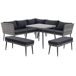 CONCEPT USINE Salon jardin 9 places en résine gris BARACOA