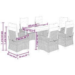 vidaXL Ensemble à manger de jardin 7 pcs - Gris pas cher