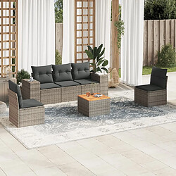 VIDAXL Salon de jardin 6 pcs - Gris Résine Tressée Salon de jardin 6 pièces - Résine tressée - Table en acacia - Coussins confortables - Gris