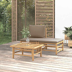 vidaXL Salon de jardin 3 pcs Taupe - Bambou