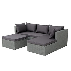 Concept Usine Salon de jardin en résine tressée 4 places gris-gris foncé LECCI