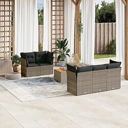 vidaXL Salon de jardin 6 pcs - Gris Résine Tressée Salon de jardin - 6 pièces - Gris - Résine tressée - Conception modulaire - Tables avec bois acacia