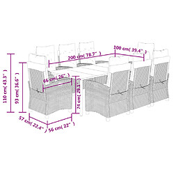 vidaXL Ensemble à manger de jardin 9pcs noir pas cher