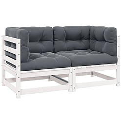 Vidaxl VIDA XL Canapé 2 places de jardin - Blanc Canapé de jardin - Bois de pin massif - Coussins inclus - Modulaire