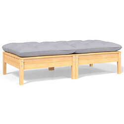 Canapé de Jardin VIDAXL 2 Places - Gris Bois de Pin Solide