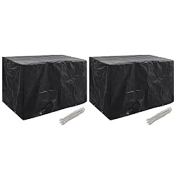 vidaXL Housses de salon de jardin 2 pcs 140x70x90 cm Housse de mobilier - Polyéthylène - 8 œillets - Cordes de fixation - Résistance aux UV