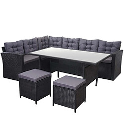 Decoshop26 Ensemble complet de salon de jardin - Noir Gris