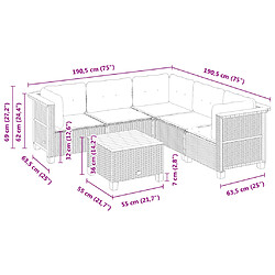 vidaXL Salon de jardin 6 pcs - Noir Résine tressée pas cher