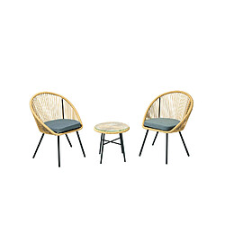 Concept Usine Salon de balcon 2 fauteuils et 1 table coussins gris IPANEMA