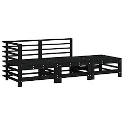 vidaXL Salon de jardin 3 pcs - Noir bois massif de pin