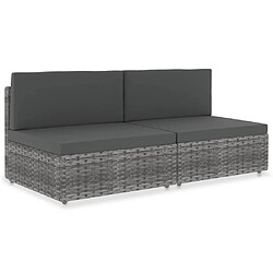 VIDAXL Canapé sectionnel 2 places - Résine tressée gris
