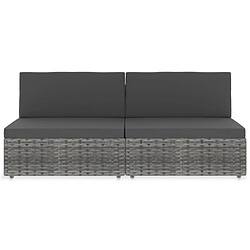 VIDAXL Canapé sectionnel 2 places - Résine tressée gris