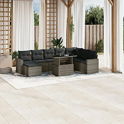 VidaXL Salon de Jardin 9 Pcs avec Coussins - Gris - Résine Tressée Salon de jardin modulable - Résine tressée - Table réglable - Housse lavable - Inclus coussins