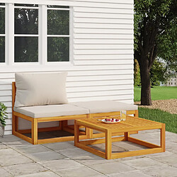 vidaXL Salon de jardin 3 pcs avec coussins - Bois d'acacia