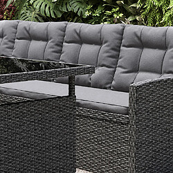 Concept Usine Salon de jardin 8 places en résine anthracite et coussins gris MOOREA pas cher