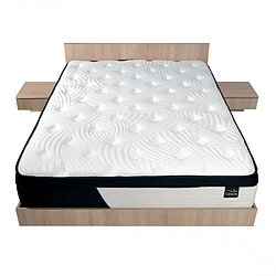 Avis Le Quai Des Affaires Lit COOL 140x190 cm + 2 chevets + sommier + matelas CASSIE / Décor Chêne blanchi