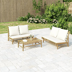 VIDAXL Salon de jardin 2 pcs - Blanc crème - Bambou