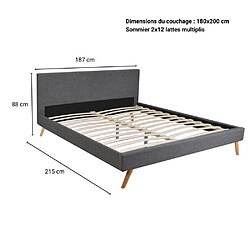 Avis Le Quai Des Affaires Lit FJORD 180x200 + 1 sommier / tissu Gris Foncé