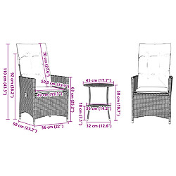 Vidaxl Ensemble bistro jardin avec coussins VIDA XL - Gris pas cher