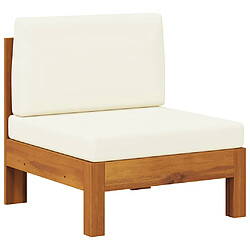 vidaXL Canapé central bois d'acacia - Blanc crème