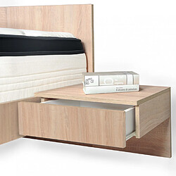 Le Quai Des Affaires Lit COOL 140x190 cm + 2 chevets + sommier + matelas CASSIE / Décor Chêne blanchi pas cher