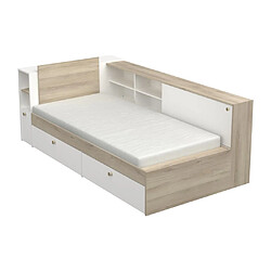 VENTE-UNIQUE Lit modulable 90x190/200 cm BLANC et NATUREL