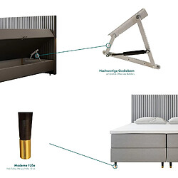 TRADA Lit double adulte ESTEPONA 140x200 gris pas cher