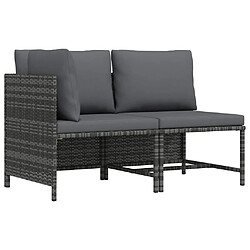 VIDAXL Salon de jardin 2 pcs - Gris résine tressée Canapé de jardin modulaire - Résine tressée résistante - Coussins amovibles - Facile à nettoyer