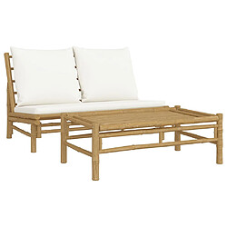 VIDAXL Salon de jardin 2 pcs - Blanc crème - Bambou
