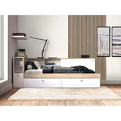 VENTE-UNIQUE Lit modulable 90x190/200 cm BLANC et NATUREL