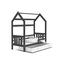 Kids Literie Lit Cabane 80x160 Gris