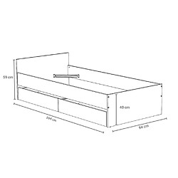 Acheter Le Quai Des Affaires Lit KAPPA 90x190 + 2 tiroirs / Blanc