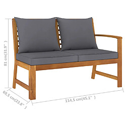 vidaXL Banc de jardin avec coussin - Bois d'acacia pas cher