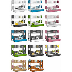 Acheter Kids Literie Lit Superposé 3 Places Tomy 90x190 Blanc - blanc Livré avec sommiers, tiroir et matelas en mousse de 7cm