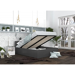 Kids Literie Lit coffre Panama 160x200 - Sommier inclus Gris
