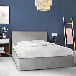 Le Quai Des Affaires Lit coffre PARMA 140x190 + 1 sommier / Gris clair pas cher