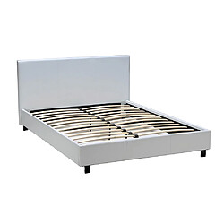 Le Quai Des Affaires Lit ATLANTA 140x190 + 1 sommier + 1 matelas CARLTON / Blanc pas cher