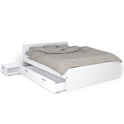 Le Quai Des Affaires Lit TWIST 140x190 + 2 chevets + 1 tiroir / Blanc pas cher