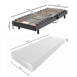 Acheter Le Quai Des Affaires Ensemble 2 sommiers relaxation électrique FLEXPUR 80x200 + 2 matelas mémoire de forme / Noir