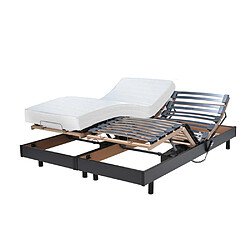 Le Quai Des Affaires Ensemble 2 sommiers relaxation électrique FLEXPUR 80x200 + 2 matelas mémoire de forme / Noir pas cher